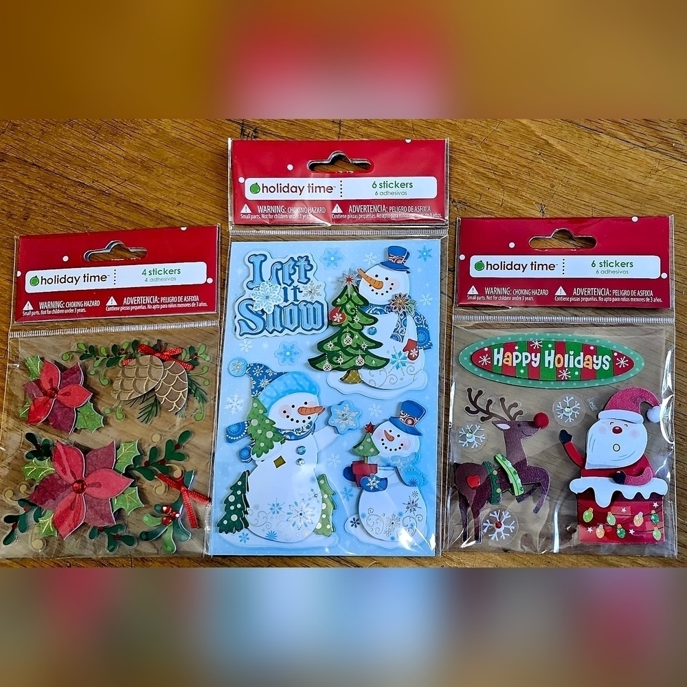 3 Pkgs 3D Holiday Time Stickers